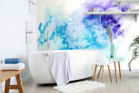 SAMOLEPÍCÍ TAPETA MODRO-FIALOVÉ ABSTRAKTNÍ UMĚNÍ - SAMOLEPÍCÍ TAPETY - TAPETY