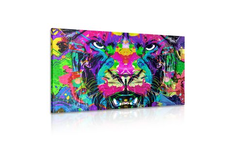 WANDBILD BUNTFARBIGES RAUBTIER - POP-ART-BILDER - BILDER