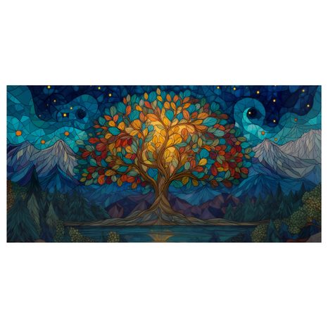 OBRAZ NOČNÍ KRAJINA SE STROMEM ŽIVOTA - OBRAZY STROMY ŽIVOTA - OBRAZY
