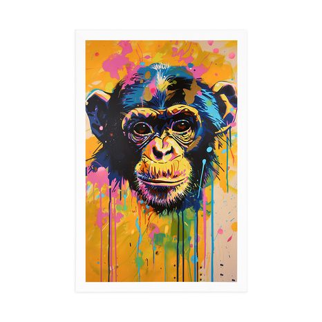 POSTER MAIMUȚĂ CU IMITAȚIA PICTURII - MAIMUȚE - POSTERE