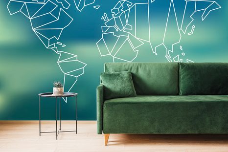 CARTA DA PARATI – MAPPA DEL MONDO STILIZZATA - CARTA DA PARATI MAPPE - CARTA DA PARATI