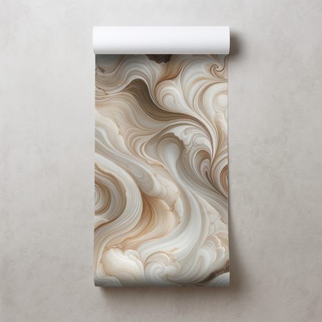 TAPETA HNĚDÉ ABSTRAKTNÍ VLNY - MRAMOROVÉ TAPETY - TAPETY