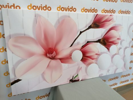 WANDBILD MAGNOLIE MIT ABSTRAKTEN ELEMENTEN - BILDER BLUMEN - BILDER