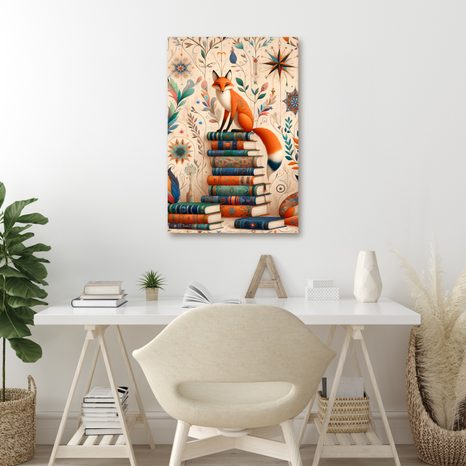 OBRAZ LIŠKY A KOUZELNÁ KNIHOVNA - OBRAZY ZVÍŘAT - OBRAZY