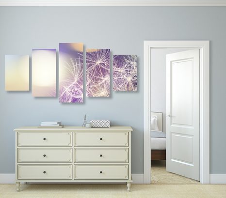 TABLOU 5-PIESE VEDERE DETALIATĂ LA PĂPĂDIE - TABLOU FLORI - TABLOURI