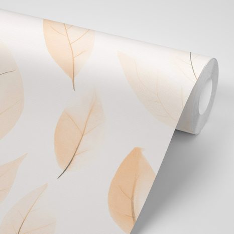 CARTA DA PARATI – FOGLIE DELICATE IN TONALITÀ PEACH FUZZ - CARTA DA PARATI LETTERE - CARTA DA PARATI