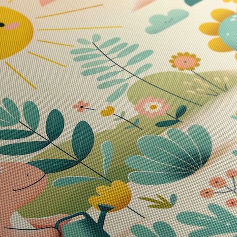 WANDBILD SPIELETAG DER KLEINEN DINOS IN DER NATUR - KINDERBILDER TIERE - BILDER