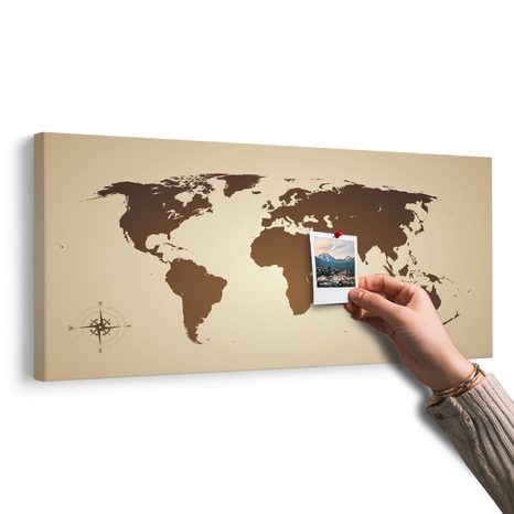 QUADRO IN SUGHERO – MAPPA DEL MONDO IN TONALITÀ MARRONE - QUADRI SU SUGHERO - STAMPE E QUADRI