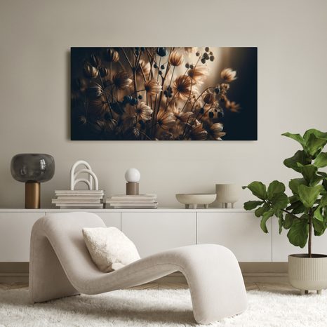 WANDBILD BRAUNE GETROCKNETE BLUMEN - BILDER BLUMEN - BILDER