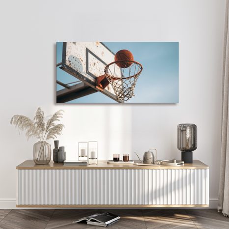 OBRAZ MÍČ V BASKETBALOVÉM KOŠI - OBRAZY MĚSTA - OBRAZY
