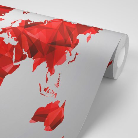 CARTA DA PARATI AUTOADESIVA – MAPPA DEL MONDO ROSSA IN GRAFICA VETTORIALE - CARTA DA PARATI AUTOADESIVE - CARTA DA PARATI