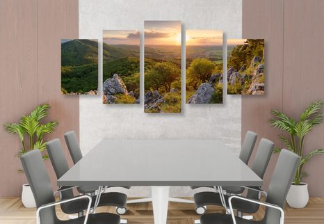 5-DÍLNÝ OBRAZ PŘÍRODA ZALITÁ SLUNCEM - OBRAZY PŘÍRODY A KRAJINY - OBRAZY