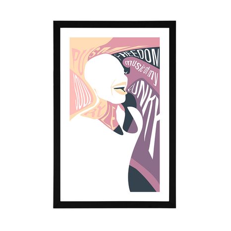 PLAKÁT S PASPARTOU ŽENA S NÁPISEM V JEMNÝCH BARVÁCH - MOTIVY Z NAŠÍ DÍLNY - PLAKÁTY