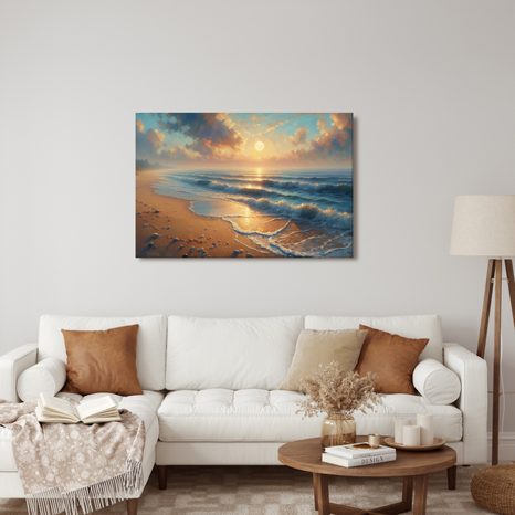 OBRAZ KLIDNÉ VLNY PŘI ÚSVITU - OBRAZY VÝCHOD A ZÁPAD SLUNCE - OBRAZY