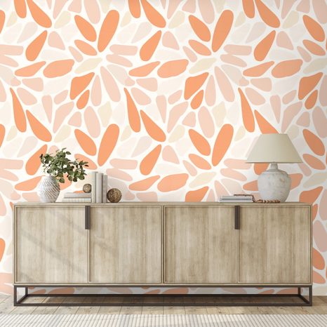 TAPETA ORANŽOVÉ ABSTRAKTNÍ TVARY - VZOROVANÉ TAPETY - TAPETY