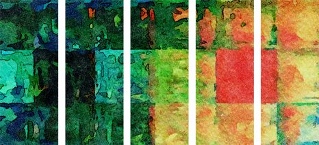 5-DÍLNÝ OBRAZ BAREVNÉ VÝTVARNÉ UMĚNÍ - ABSTRAKTNÍ OBRAZY - OBRAZY