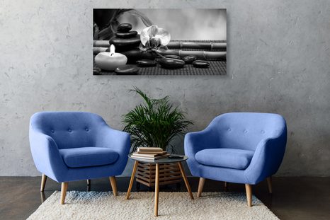 QUADRO SU TELA – NATURA MORTA FENG SHUI IN BIANCO E NERO - QUADRI BIANCO E NERO - STAMPE E QUADRI