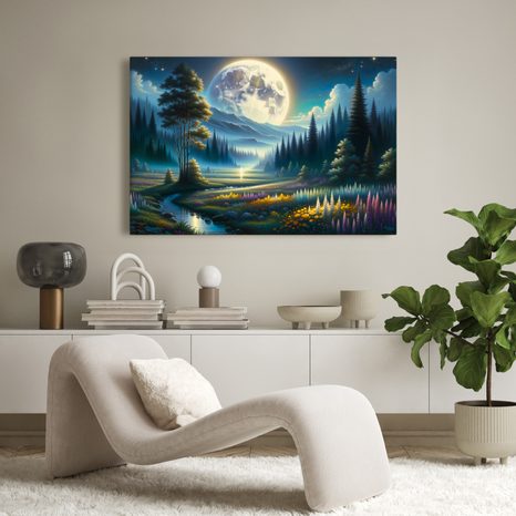 KÉP VARÁZSLATOS VÖLGY HOLDFÉNYBEN - ERDŐT ÁBRÁZOLÓ KÉPEK - KÉPEK