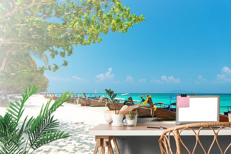 SELBSTKLEBENDE FOTOTAPETE SANDSTRAND AUF DER INSEL BAMBOO - SELBSTKLEBENDE TAPETEN - TAPETEN