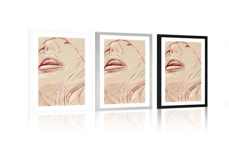 POSTER MIT PASSEPARTOUT DETAIL DES FRAUENGESICHTS - MOTIVE AUS UNSERER WERKSTATT - POSTER