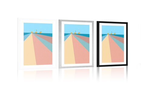 PLAGÁT S PASPARTOU VESELÁ FAREBNÁ PLÁŽ - MOTÍVY Z NAŠEJ DIELNE - PLAGÁTY