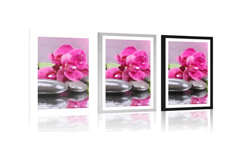 POSTER WITH MOUNT ORCHID WITH A TOUCH OF RELAXATION - FLOWERS - POSTERS