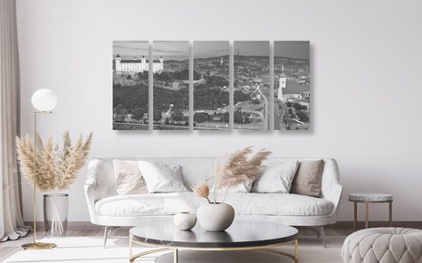 5-RÉSZES KÉP ESTE POZSONYBAN FEKETE FEHÉRBEN - FEKETE-FEHÉR KÉPEK - KÉPEK