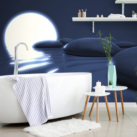 CARTA DA PARATI – PIETRE ZEN E LUNA PIENA - CARTA DA PARATI FENG SHUI - CARTA DA PARATI