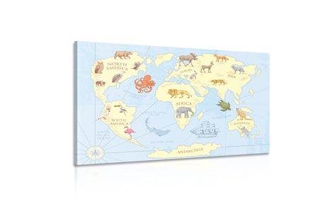 TABLOU HARTA LUMII CU ANIMALE - TABLOURI CU HĂRȚI - TABLOURI