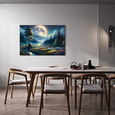 KÉP VARÁZSLATOS VÖLGY HOLDFÉNYBEN - ERDŐT ÁBRÁZOLÓ KÉPEK - KÉPEK