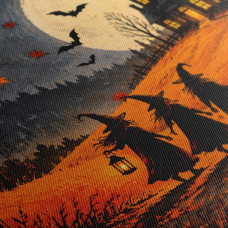 QUADRO SU TELA – SENTIERO DI HALLOWEEN VERSO LA CASA OSCURA - QUADRI HALLOWEEN E HORROR - STAMPE E QUADRI