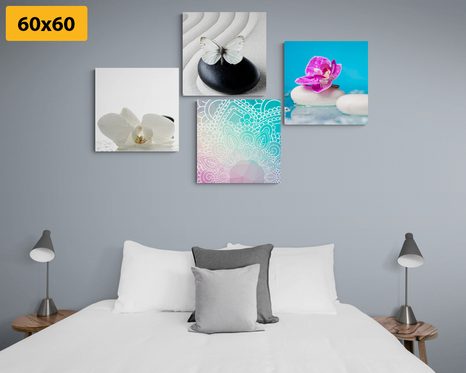 SET OBRAZŮ FENG SHUI V ZAJÍMAVÉ BAREVNÉ KOMBINACI - SESTAVY OBRAZŮ - OBRAZY