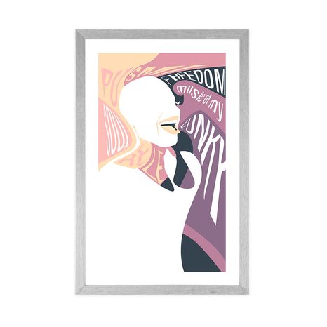 PLAKÁT S PASPARTOU ŽENA S NÁPISEM V JEMNÝCH BARVÁCH - MOTIVY Z NAŠÍ DÍLNY - PLAKÁTY