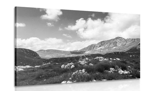 CANVAS PRINT VALLEY IN MONTENEGRO IN BLACK AND WHITE