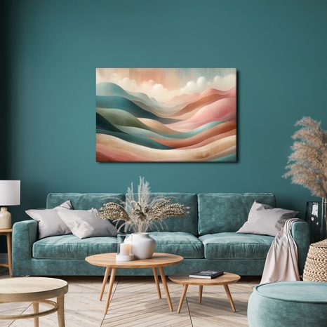 WANDBILD PASTELLWELLEN DER BERGLANDSCHAFT - BILDER VON BERGEN - BILDER