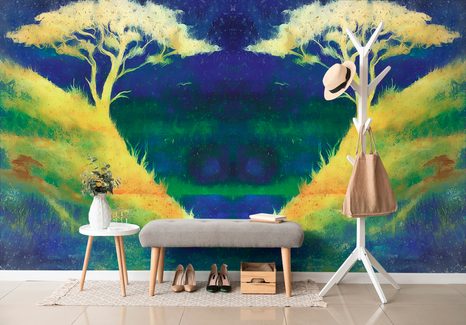 CARTA DA PARATI – COPPIA DI ALBERI MAGICA - CARTA DA PARATI ASTRATTI - CARTA DA PARATI