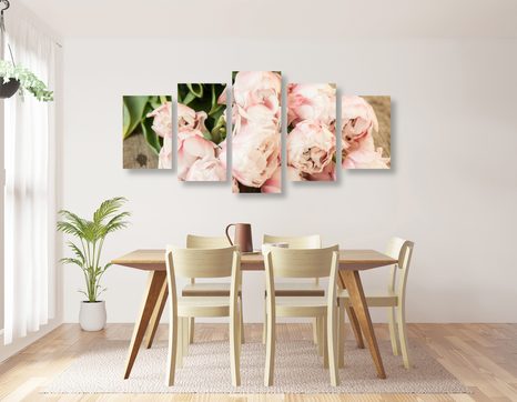 5-DÍLNÝ OBRAZ ROMANTICKÁ KYTICE - OBRAZY KVĚTŮ - OBRAZY