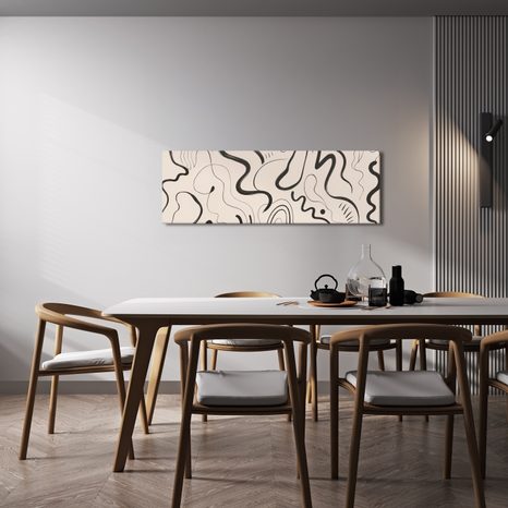 TABLEAU SUR TOILE – JEU MINIMALISTE DE TRAITS LIBRES - IMAGES FORMES ABSTRAITES - TABLEAUX