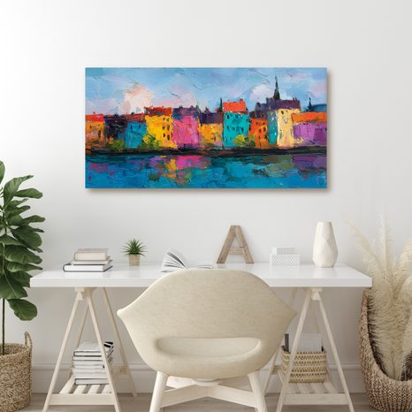 WANDBILD FARBIGE STADTARCHITEKTUR - BUNTE HÄUSER - BILDER