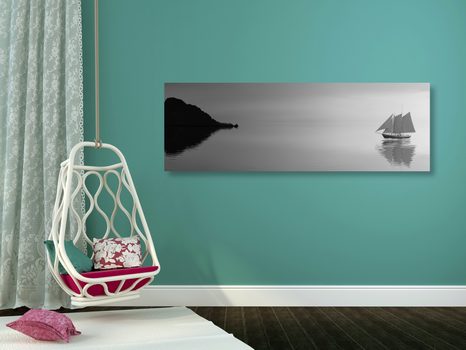 WANDBILD SEGELSCHIFF IN SCHWARZ-WEISS - SCHWARZ-WEISSE BILDER - BILDER