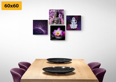 SET OBRAZŮ FENG SHUI VE FIALOVÉM PROVEDENÍ - SESTAVY OBRAZŮ - OBRAZY