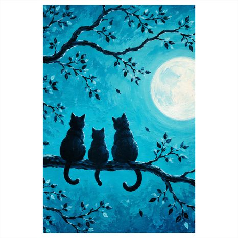 WANDBILD DREI KATZEN AUF EINEM AST - HALLOWEEN- UND HORROR-BILDER - BILDER