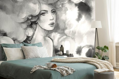 TAPETA PŮVAB ŽENY V ČERNOBÍLÉM PROVEDENÍ - ČERNOBÍLÉ TAPETY - TAPETY