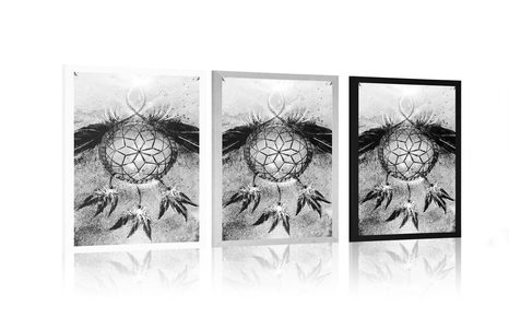 PLAKÁT INDIÁNSKÝ LAPAČ SNŮ V ČERNOBÍLÉM PROVEDENÍ - ČERNOBÍLÉ - PLAKÁTY