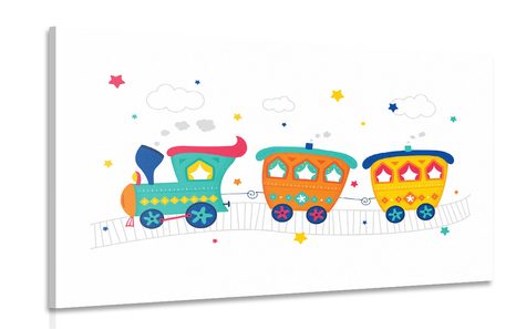 CANVAS PRINT PASTEL TRAIN - CHILDRENS PICTURES - PICTURES