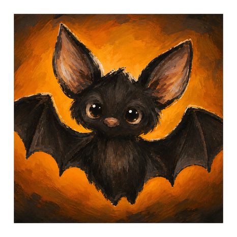 QUADRO SU TELA – PICCOLO PIPISTRELLO DAGLI OCCHI GRANDI - QUADRI HALLOWEEN E HORROR - STAMPE E QUADRI