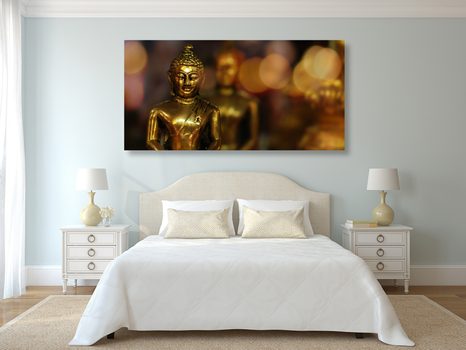 TABLEAU SUR TOILE – BOUDDHA AVEC FOND ABSTRAIT - TABLEAUX FENG SHUI - TABLEAUX