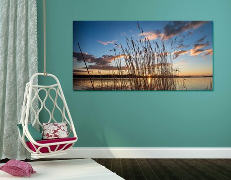 OBRAZ SPOKOJNA RZEKA W POBLIŻU WSI - OBRAZY PRZYRODY I KRAJOBRAZY - OBRAZY