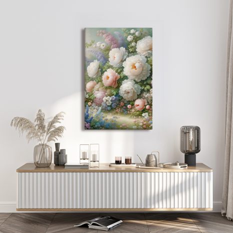 OBRAZ ZAHRADA PLNÁ PIVONĚK A LETNÍCH KVĚTŮ - PICTURES FLOWERS - PICTURES