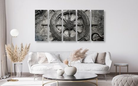 5-DÍLNÝ OBRAZ NÁMOŘNICKÉ KORMIDLO - OBRAZY ZÁTIŠÍ - OBRAZY